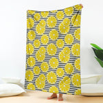 Lemon Striped Pattern Print Blanket
