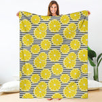 Lemon Striped Pattern Print Blanket