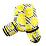 Lemon Striped Pattern Print Boxing Gloves