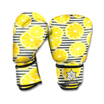 Lemon Striped Pattern Print Boxing Gloves