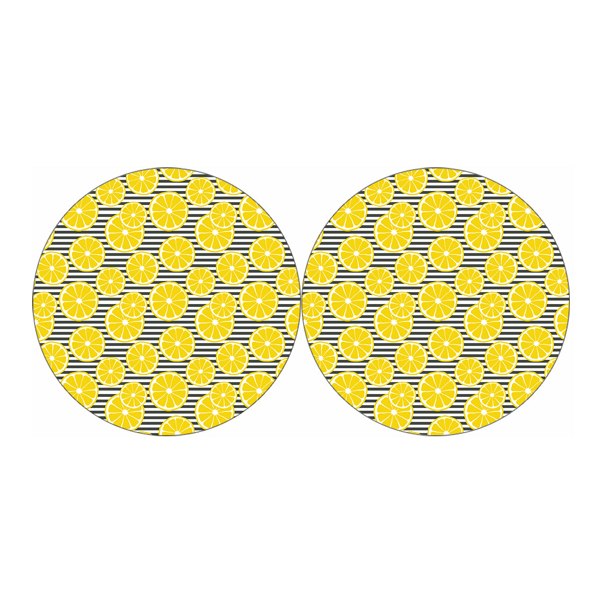Lemon Striped Pattern Print Car Coasters