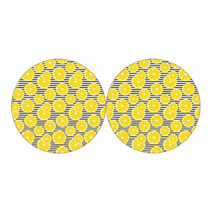 Lemon Striped Pattern Print Car Coasters