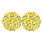 Lemon Striped Pattern Print Car Coasters