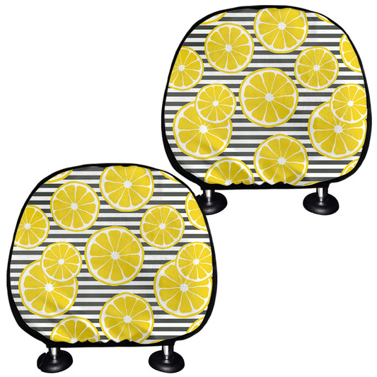 Lemon Striped Pattern Print Car Headrest Covers