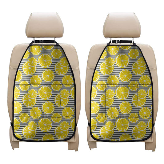 Lemon Striped Pattern Print Car Seat Organizers