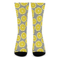 Lemon Striped Pattern Print Crew Socks