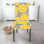 Lemon Striped Pattern Print Dining Chair Slipcover