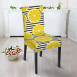 Lemon Striped Pattern Print Dining Chair Slipcover