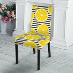 Lemon Striped Pattern Print Dining Chair Slipcover