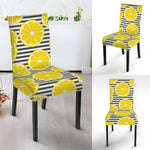 Lemon Striped Pattern Print Dining Chair Slipcover