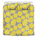 Lemon Striped Pattern Print Duvet Cover Bedding Set
