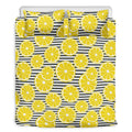 Lemon Striped Pattern Print Duvet Cover Bedding Set