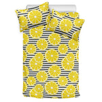 Lemon Striped Pattern Print Duvet Cover Bedding Set