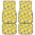 Lemon Striped Pattern Print Front and Back Car Floor Mats