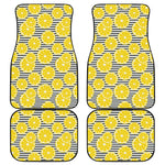 Lemon Striped Pattern Print Front and Back Car Floor Mats