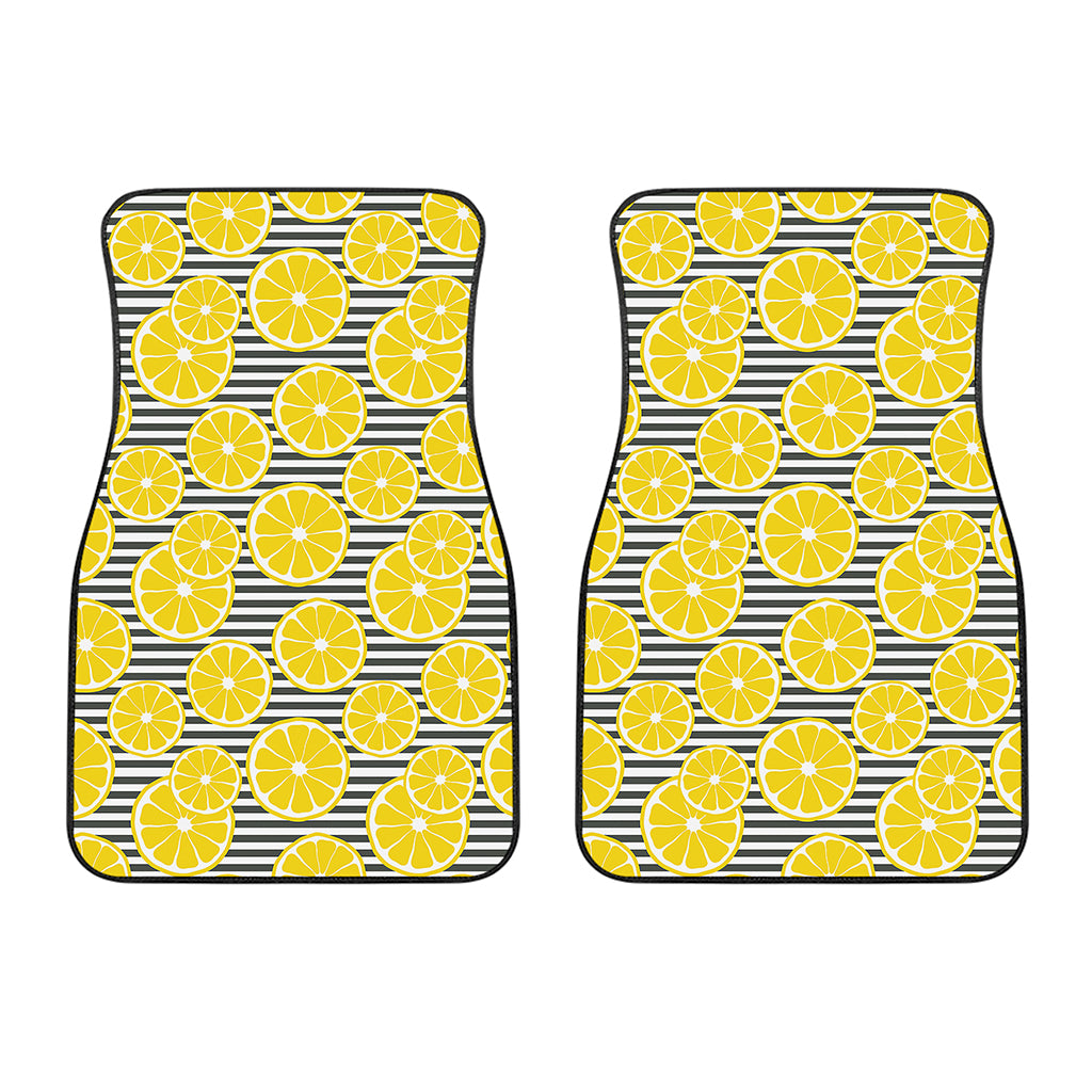 Lemon Striped Pattern Print Front Car Floor Mats