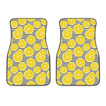 Lemon Striped Pattern Print Front Car Floor Mats
