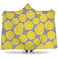 Lemon Striped Pattern Print Hooded Blanket