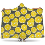 Lemon Striped Pattern Print Hooded Blanket