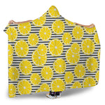Lemon Striped Pattern Print Hooded Blanket