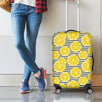 Lemon Striped Pattern Print Luggage Cover