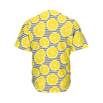 Lemon Striped Pattern Print Men's Baseball Jersey
