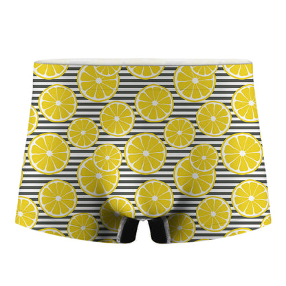 Lemon Striped Pattern Print Men's Boxer Briefs