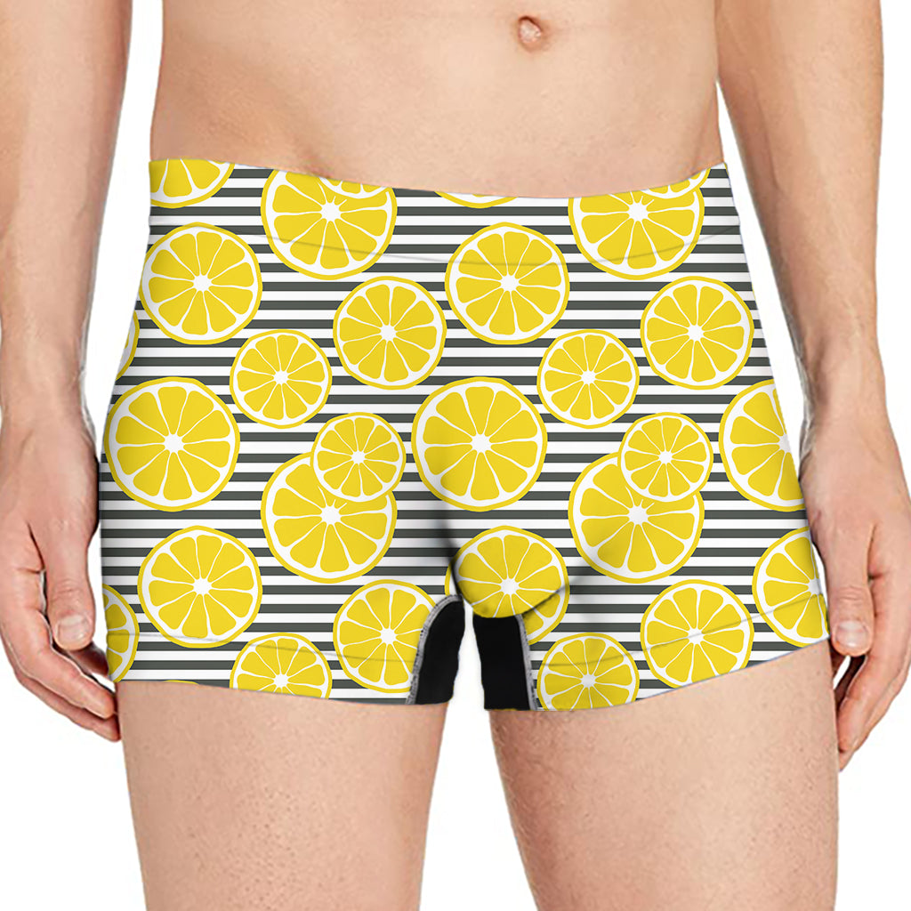 Lemon Striped Pattern Print Men's Boxer Briefs
