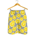 Lemon Striped Pattern Print Men's Shorts