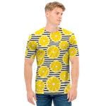 Lemon Striped Pattern Print Men's T-Shirt