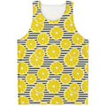 Lemon Striped Pattern Print Men's Tank Top