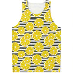 Lemon Striped Pattern Print Men's Tank Top