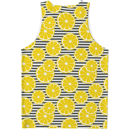Lemon Striped Pattern Print Men's Tank Top