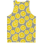 Lemon Striped Pattern Print Men's Tank Top