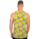 Lemon Striped Pattern Print Men's Tank Top