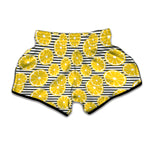 Lemon Striped Pattern Print Muay Thai Boxing Shorts