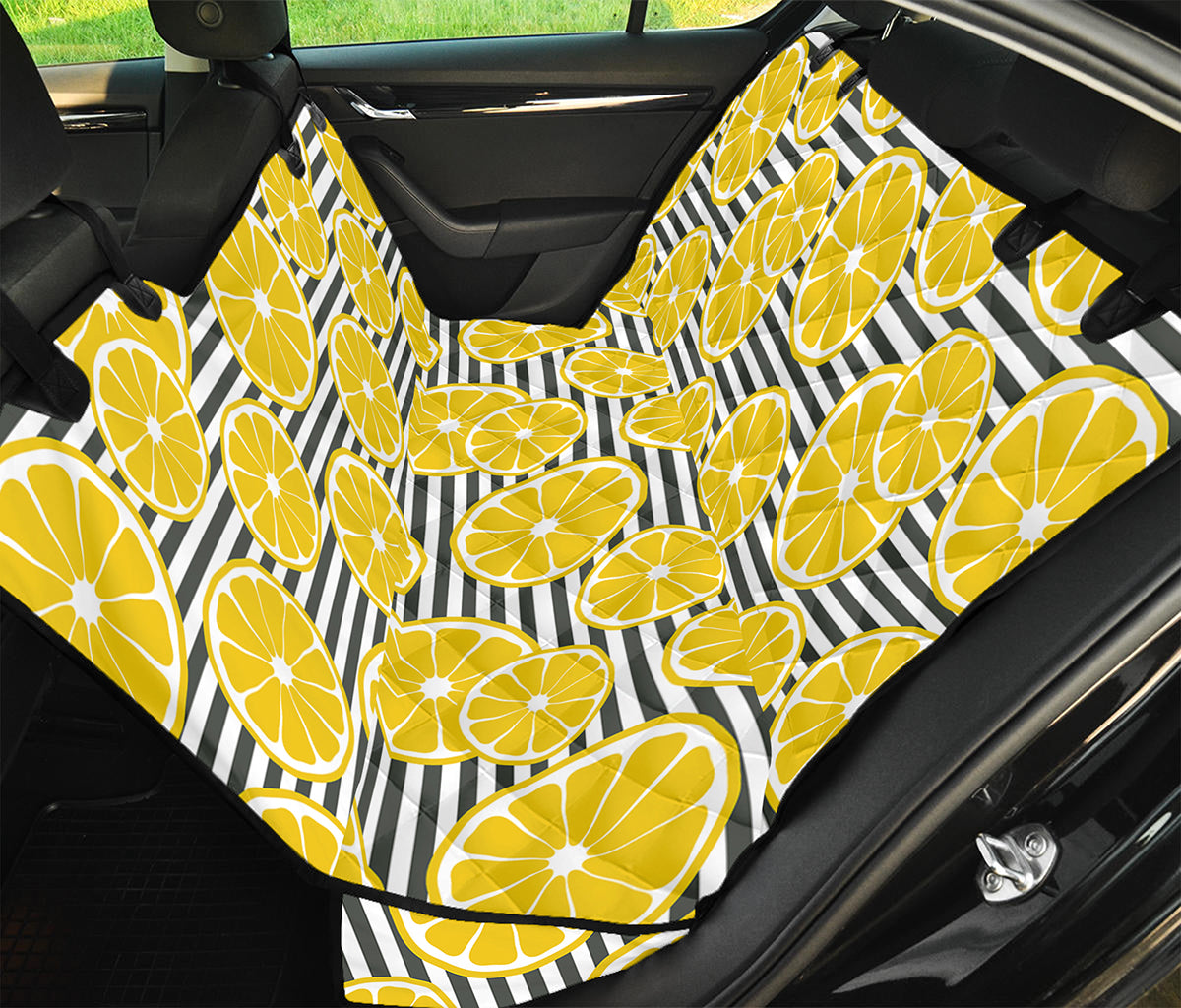 Lemon Striped Pattern Print Pet Car Back Seat Cover