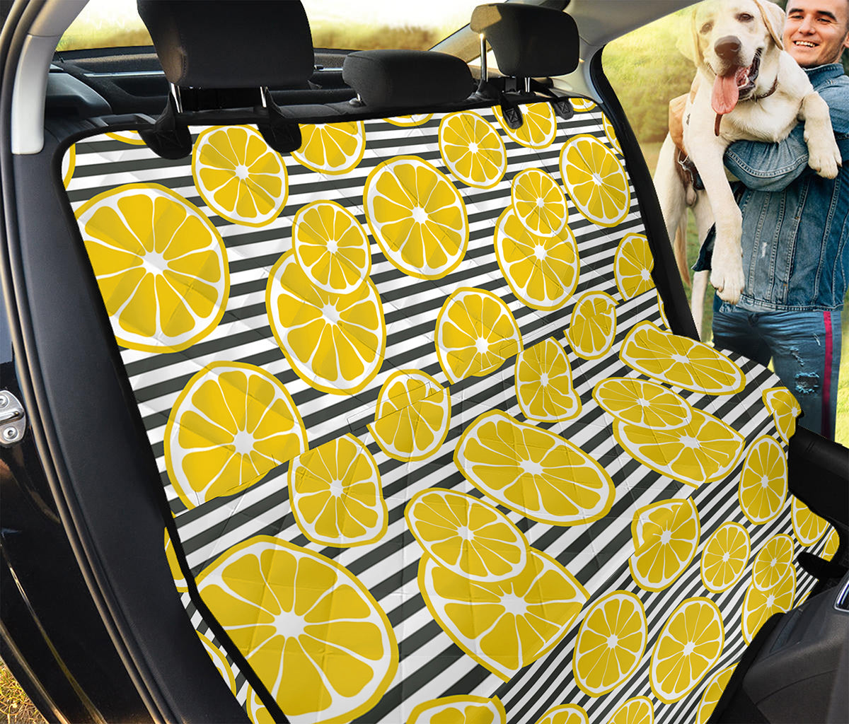 Lemon Striped Pattern Print Pet Car Back Seat Cover