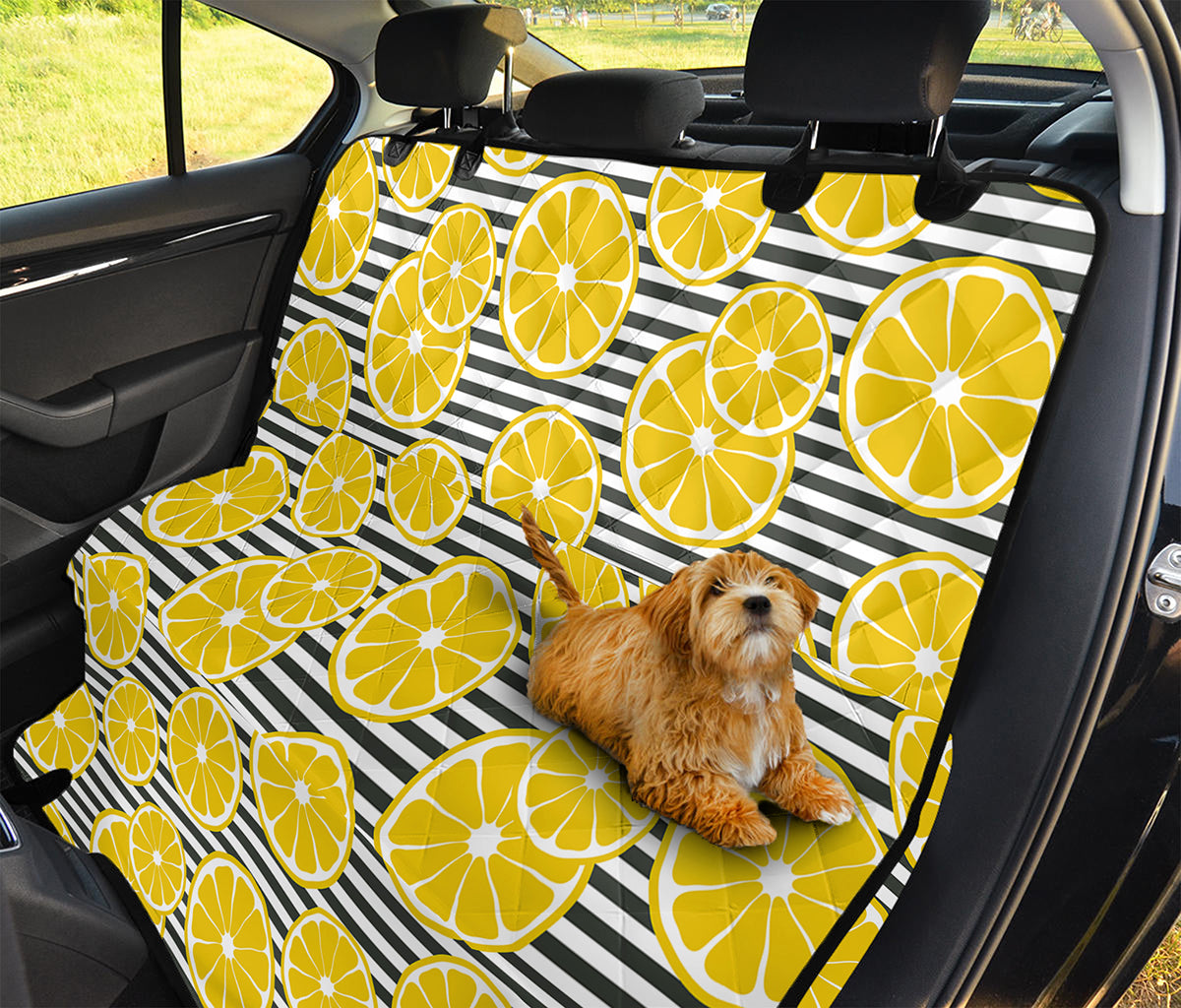 Lemon Striped Pattern Print Pet Car Back Seat Cover