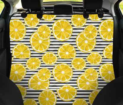 Lemon Striped Pattern Print Pet Car Back Seat Cover