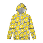 Lemon Striped Pattern Print Pullover Hoodie