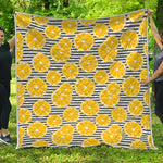 Lemon Striped Pattern Print Quilt