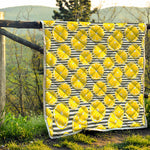 Lemon Striped Pattern Print Quilt