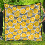 Lemon Striped Pattern Print Quilt