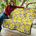 Lemon Striped Pattern Print Quilt