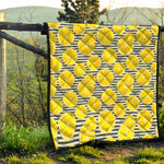 Lemon Striped Pattern Print Quilt