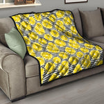 Lemon Striped Pattern Print Quilt