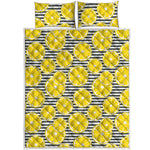 Lemon Striped Pattern Print Quilt Bed Set