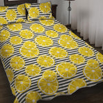 Lemon Striped Pattern Print Quilt Bed Set