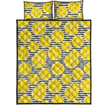 Lemon Striped Pattern Print Quilt Bed Set